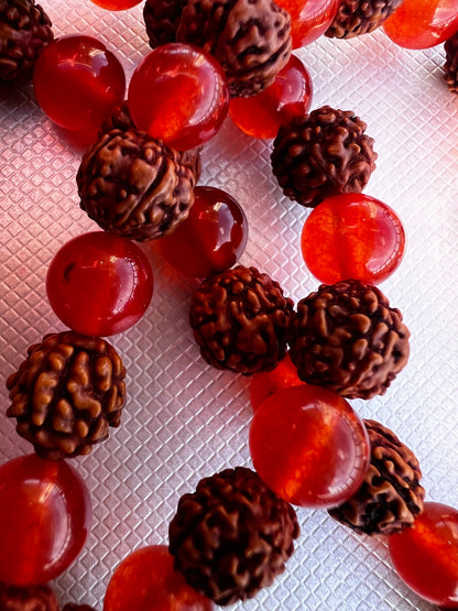 Rudraksha/red carnelian mala (prayer beads) For Japa