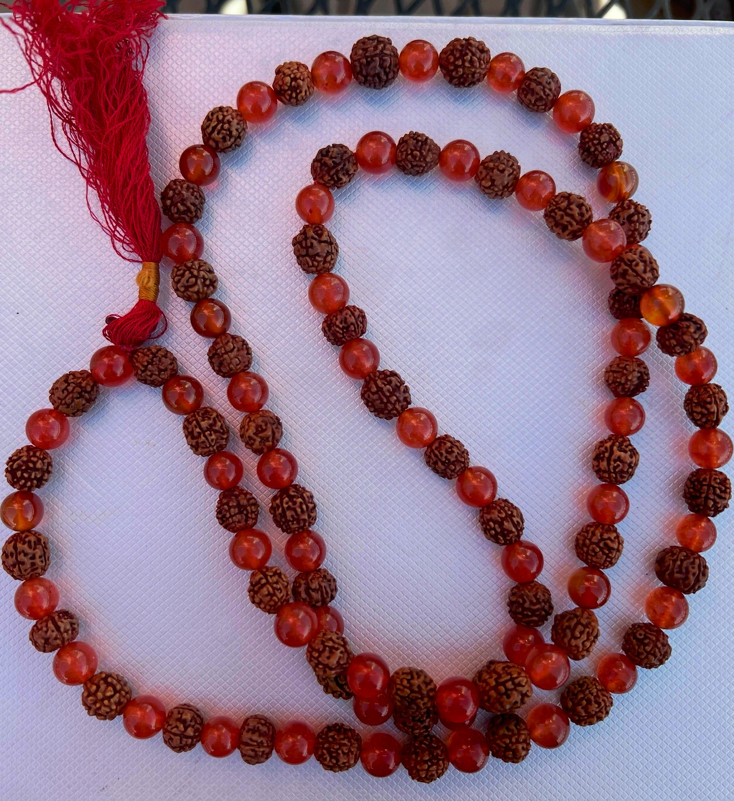 Rudraksha/red carnelian mala (prayer beads) For Japa