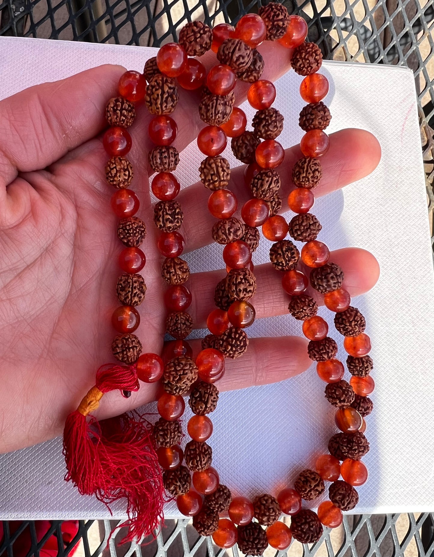 Rudraksha/red carnelian mala (prayer beads) For Japa