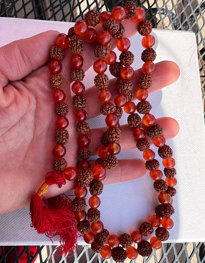 Rudraksha/red carnelian mala (prayer beads) For Japa