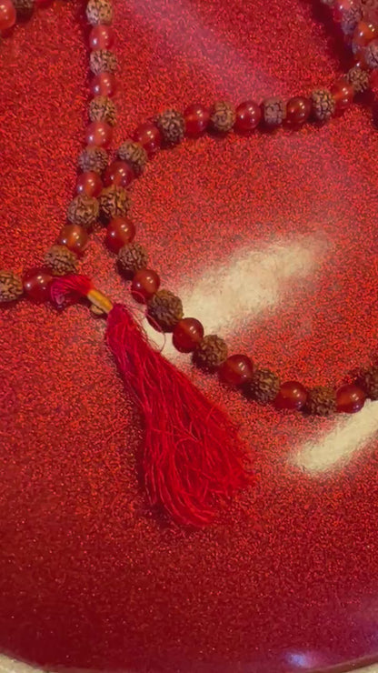 Rudraksha/red carnelian mala (prayer beads) For Japa